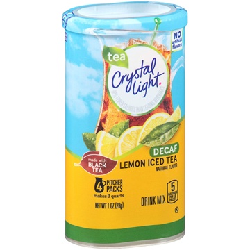 CRYSTAL LIGHT DECAF LEMON ICED TEA SUGAR FREE DRINK MIX, 4 CT., PITCHER ...