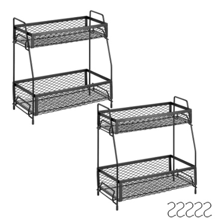 Spice Bottle Rack 2-tier Metal Organizer Seasoning Jars Storage Shelf ...