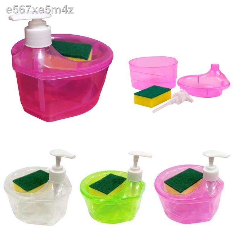 HOT NEW Round shape dishwashing soap liquid pump soap dispenser with free sponge TS Shopee
