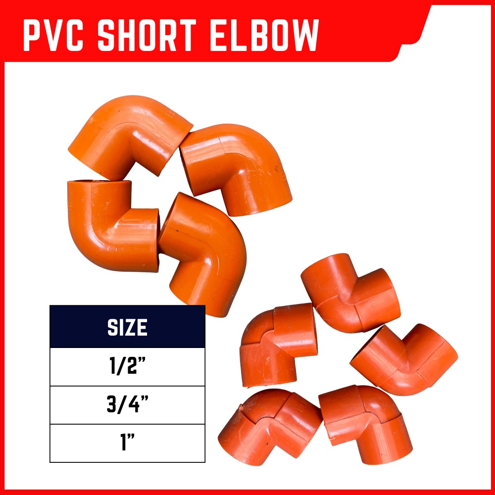 2pcs Electrical Orange Short Elbow PVC Fittings (Sizes 1/2", 3/4" and 1") Shopee Philippines