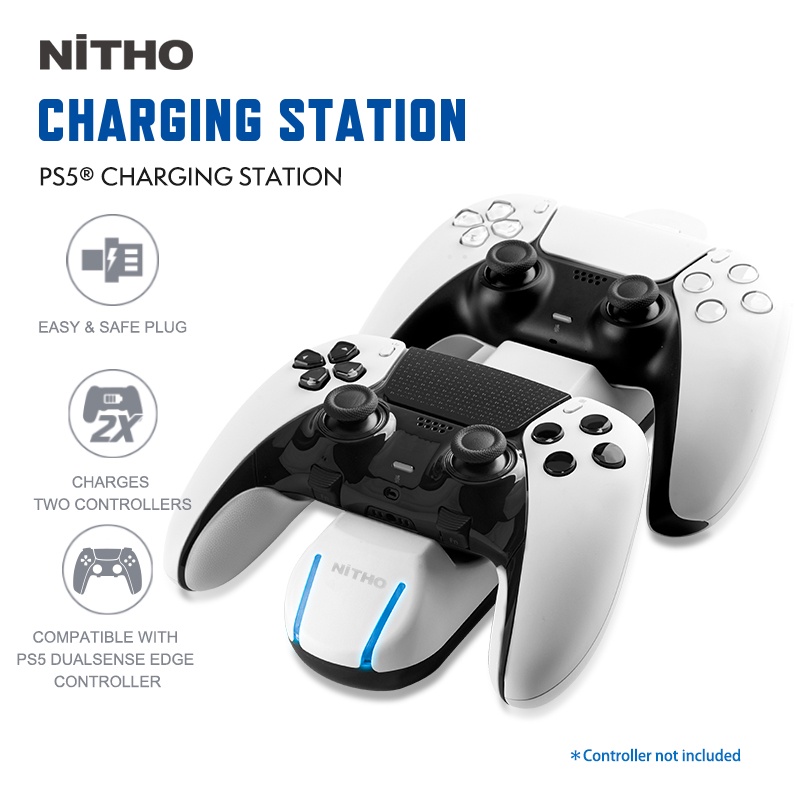 NiTHO PS5 Controller Charging Station Easy & Safe plugs Charger Dock