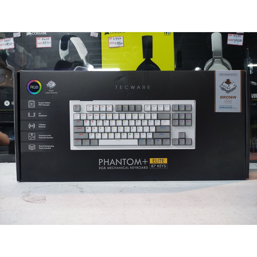 Tecware Phantom + Elite Wireless 87 Keys RGB Mechanical Keyboard ...