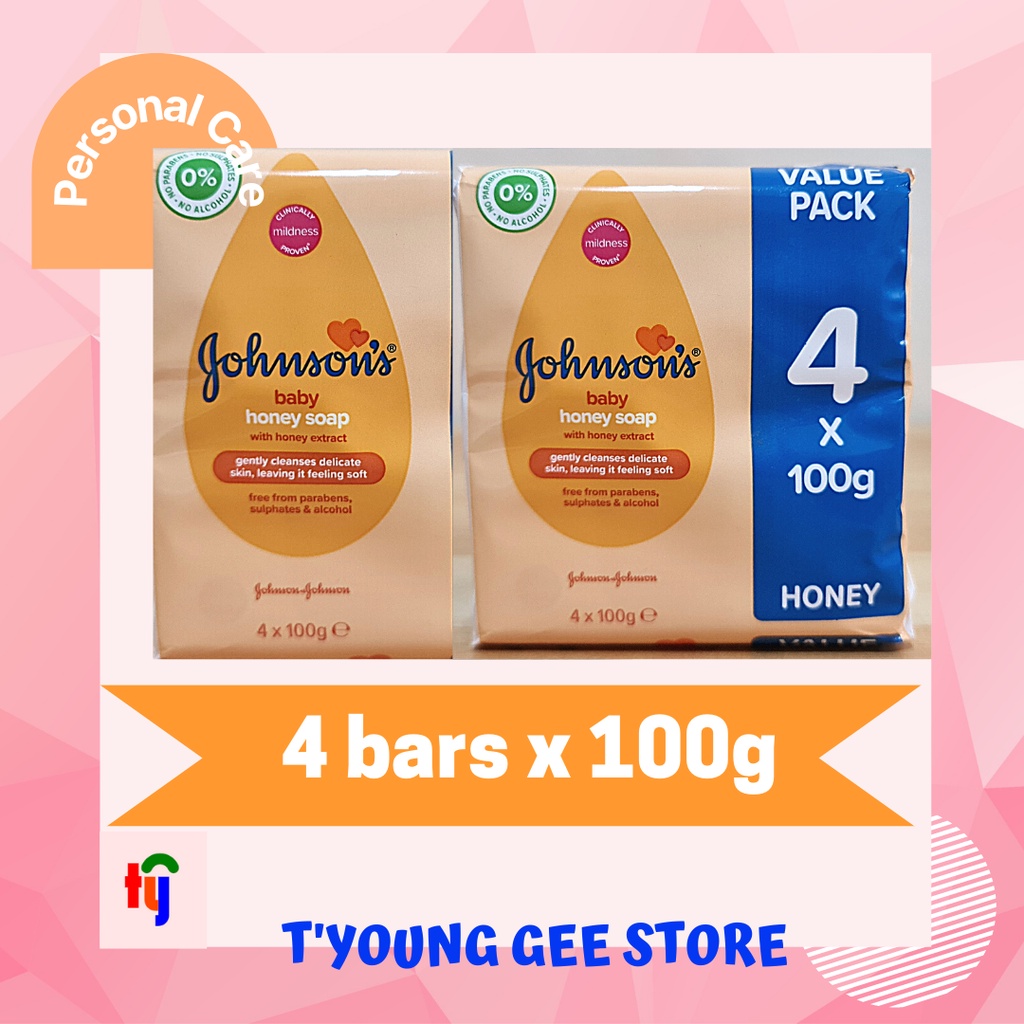 Johnsons Baby Honey Soap With Honey Extract 4 Bar Soap X 100g