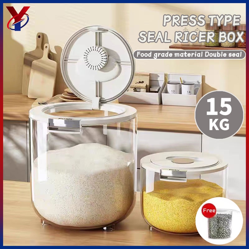 10KG-15kg Rice Dispenser and Storage with measuring cup sealed grain ...