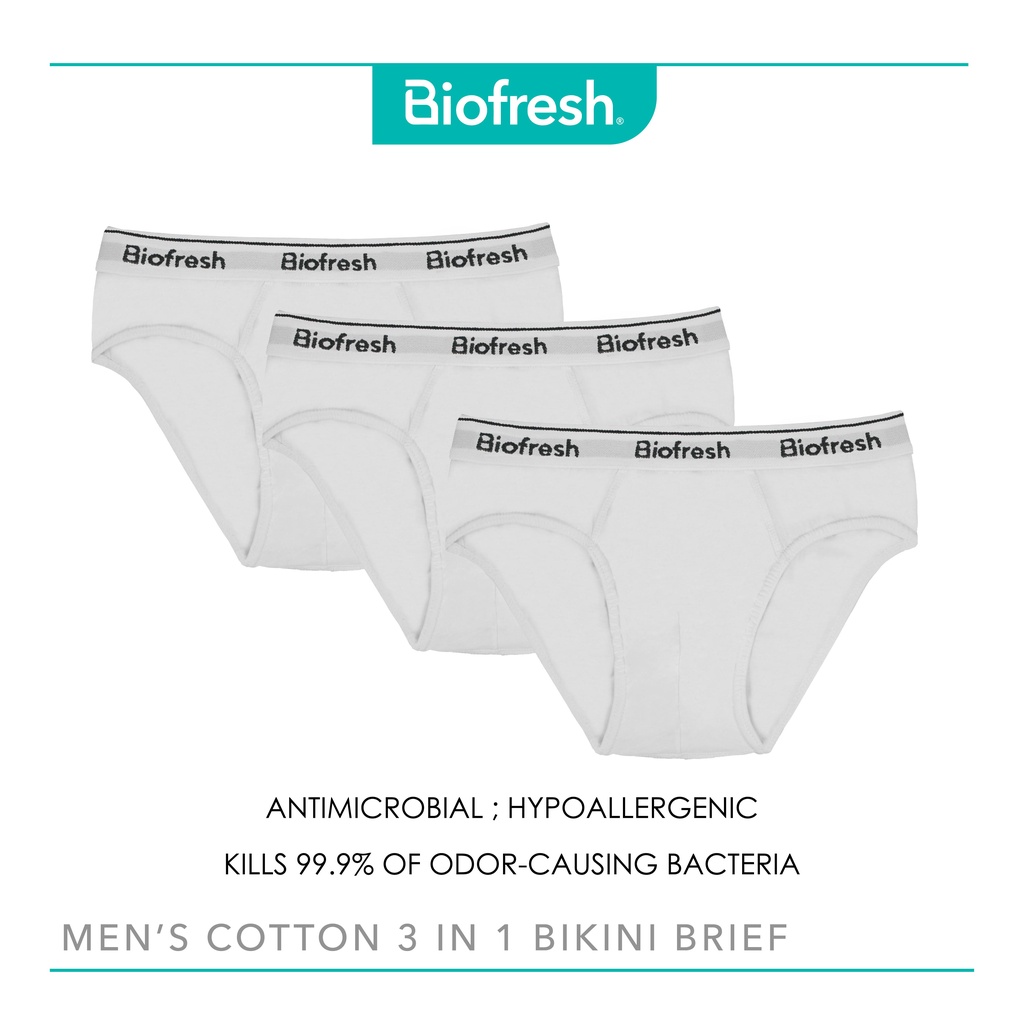 Biofresh Men's Antimicrobial Cotton Bikini Brief 3 pieces in a