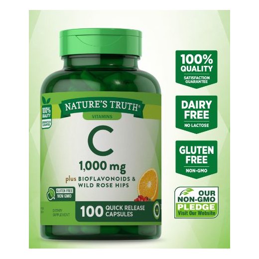 Nature's Truth Vitamin C 1000mg + Bioflavonoids & Wild Rose Hips 100