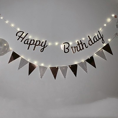 Happy Birthday Banner Flags With LED Clip Light Party Needs Decorations ...