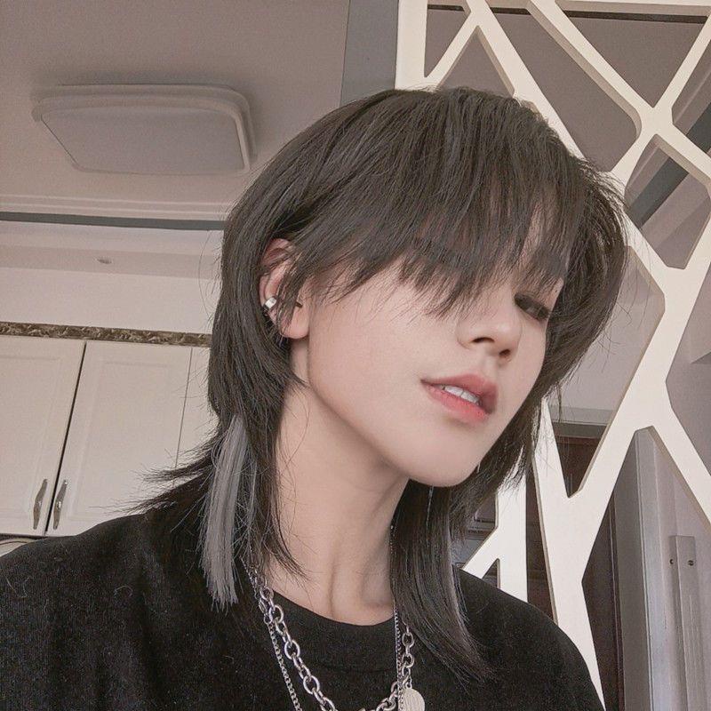 Wig boys and girls short hair hanging ear dyed mullet head Korean ...