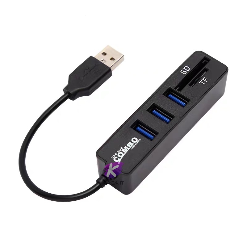 2 In 1 Combo USB HUB 3 Port USB 2.0 To USB 3.0 Splitter With TF Card