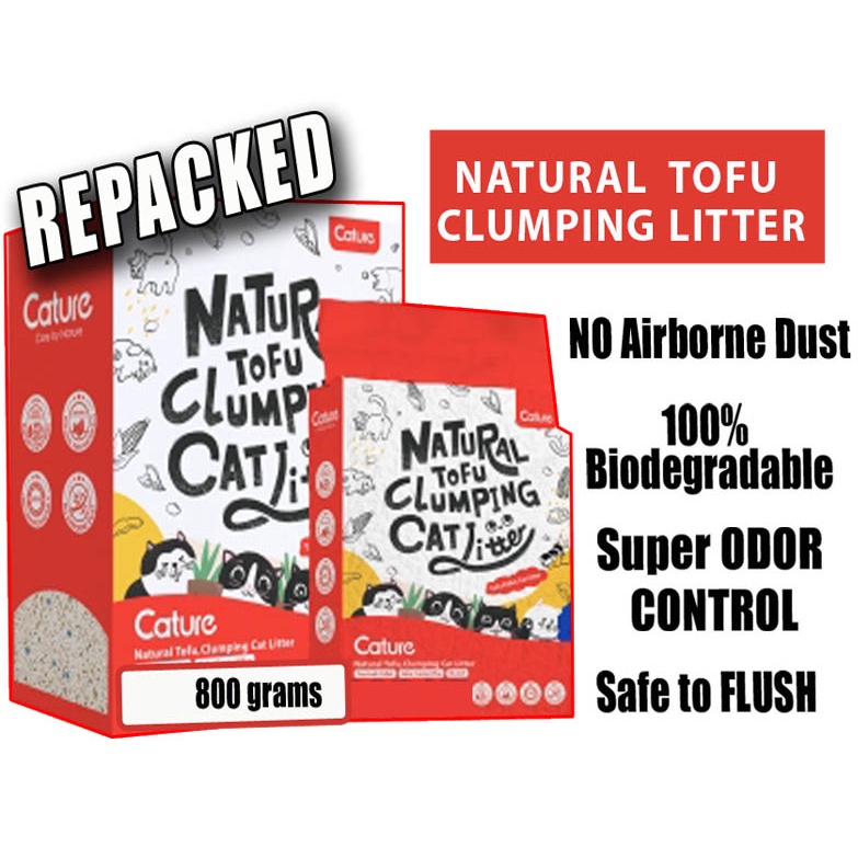 CATURE Natural TOFU Clumping CAT LITTER (Repacked 800g) Shopee