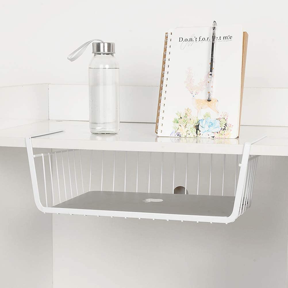 Under Shelf Table Storage Basket Desk Kitchen Wire Hanging Rack