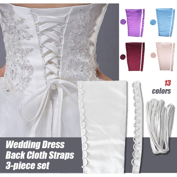 3Pcs Satin Corset Lace up for Wedding Dress Zipper Replacement Back
