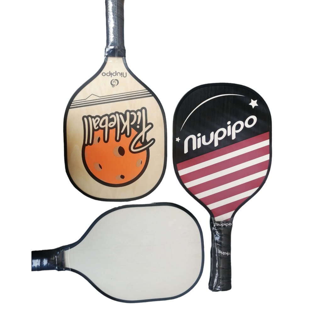 Pickleball Paddle Wood comes in 3 designs, with rubber edges and fully