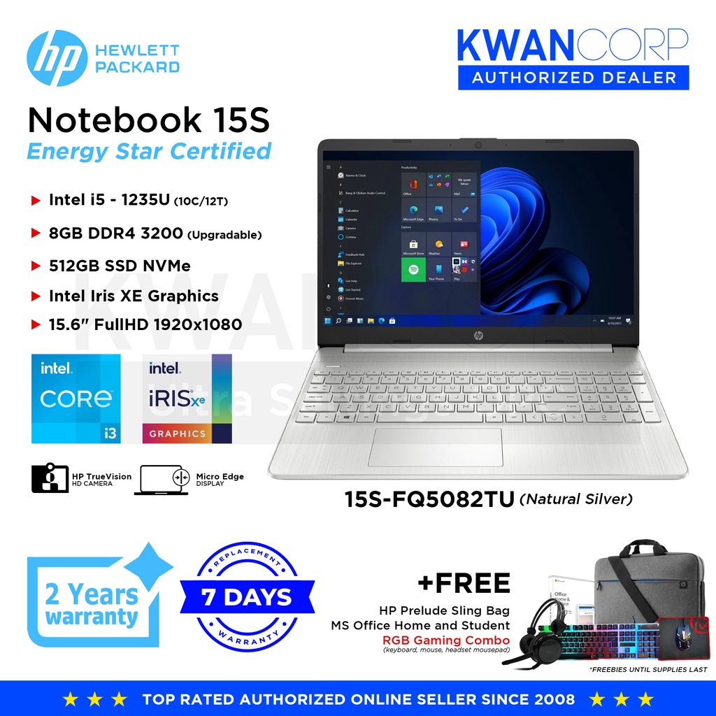 HP Notebook 15S-FQ5082TU Intel i5-1235U 8GB RAM Intel Iris XE Graphics ...