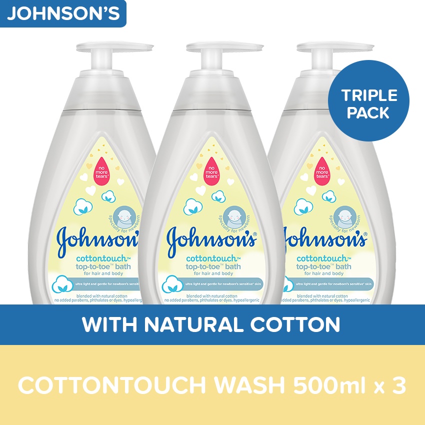 Johnson's CottonTouch Wash 500ml x 3 baby bath soap, baby body wash