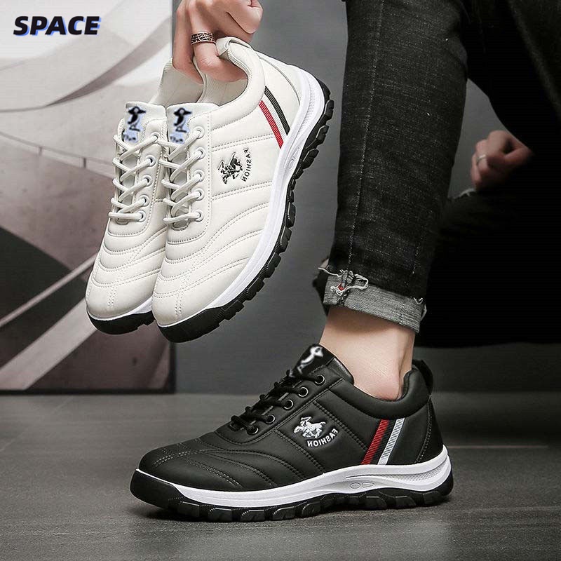 Men's All-Season PU Leather Sneakers: Non-Slip, Flexible, Breathable – Perfect for Sports, Boxing & Casual Wear