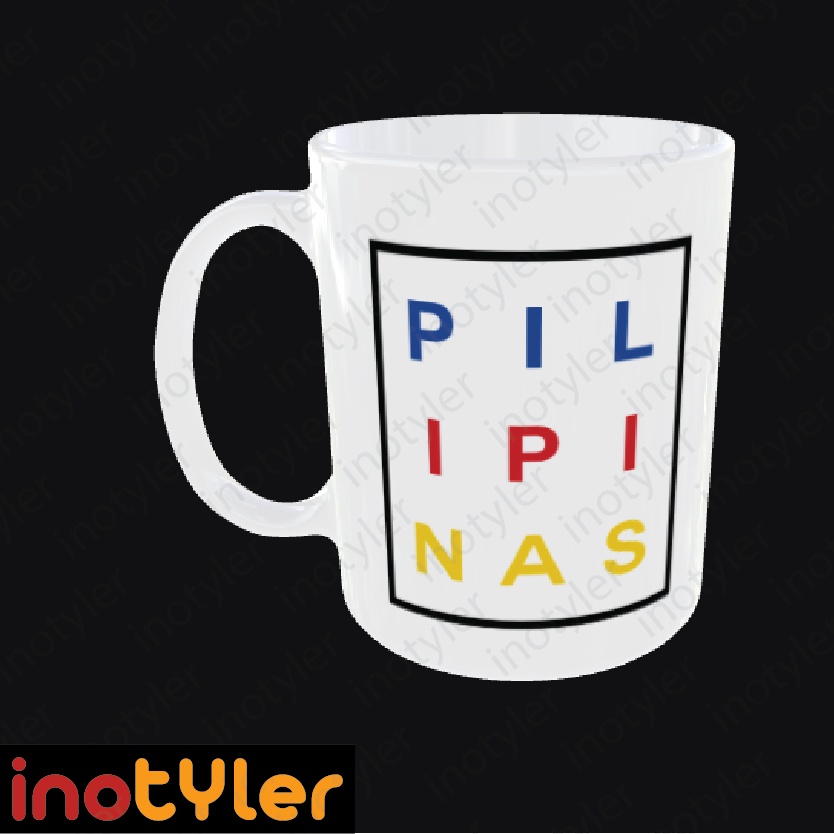 Pilipinas Nine Letters Philippines Flag Colors Blue Red Yellow Design Sublimation Printed Mug 7405