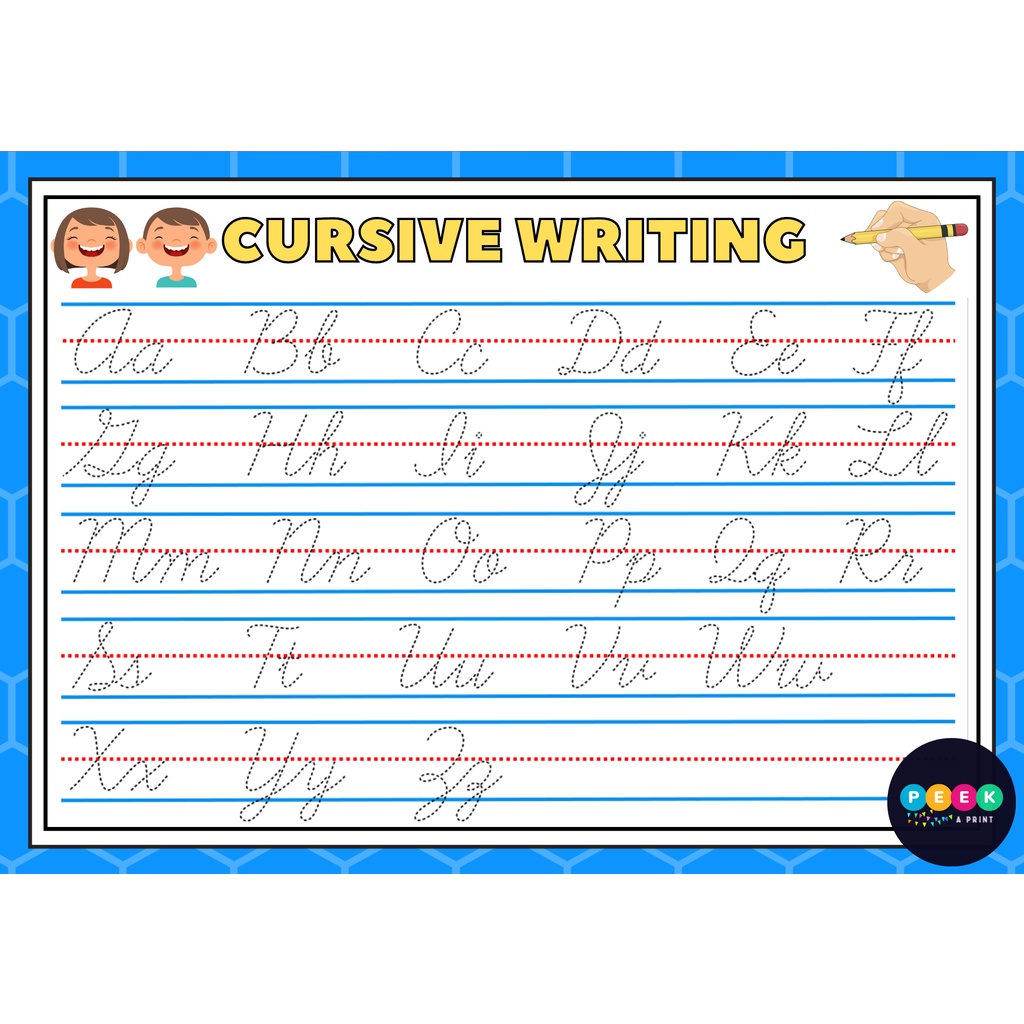 Reusable Cursive Alphabet Tracing Back to back Fully Laminated | Shopee ...