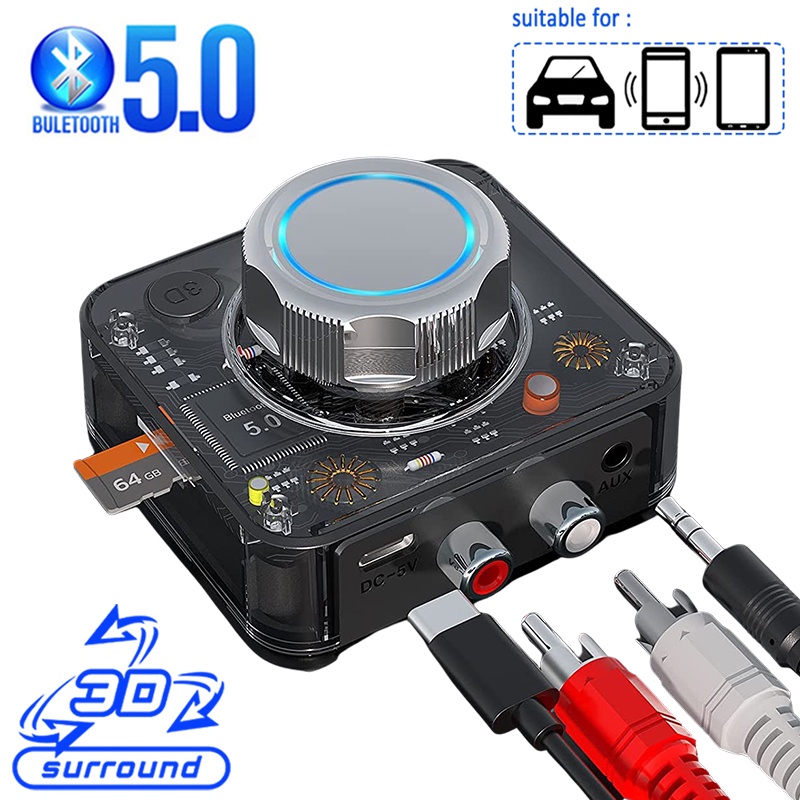 3D Bluetooth 5.0 Audio Receiver Surround Stereo Sound SD TF Card RCA 3 ...