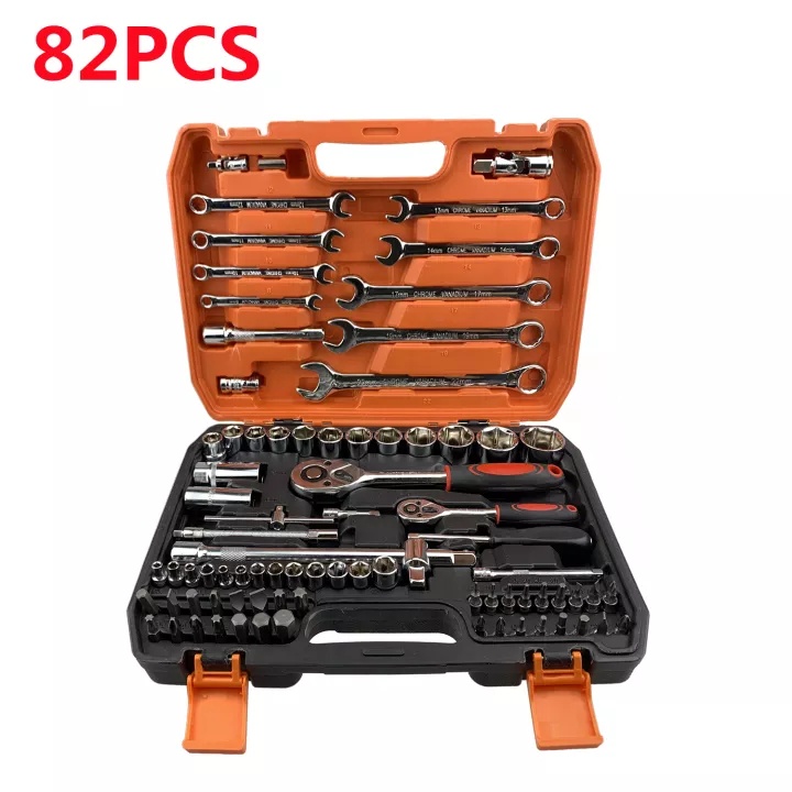 82 PCS Tools Socket Wrench Set Car Tools Set Wrench Tool Box Set Wrench