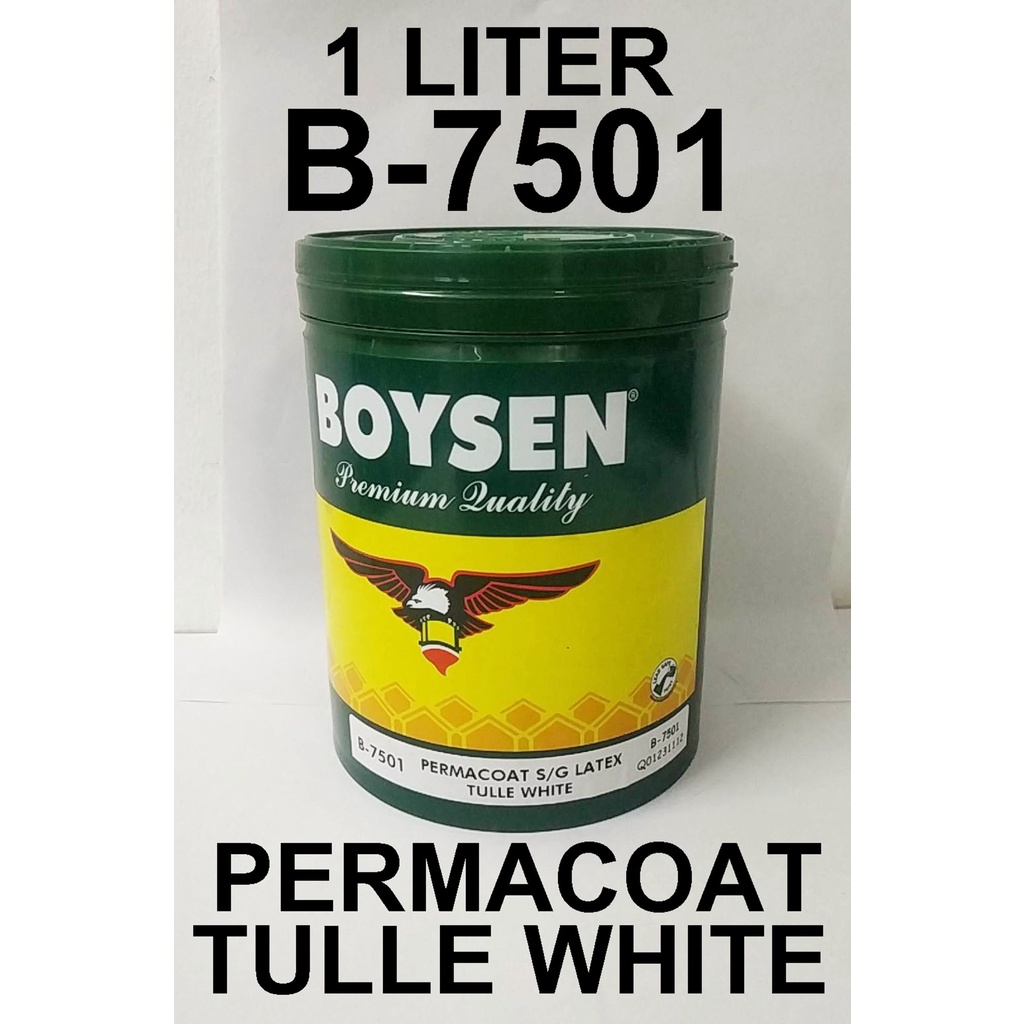 BOYSEN TULLE WHITE PERMACOAT SEMI GLOSS LATEX B7501 ( 1 LITER ) FOR