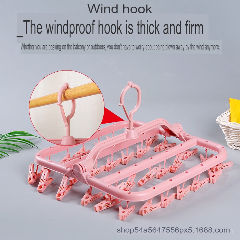 32 Clips Collapsible Hooks/Foldable Frame Wind Proof Numerous Clothes ...