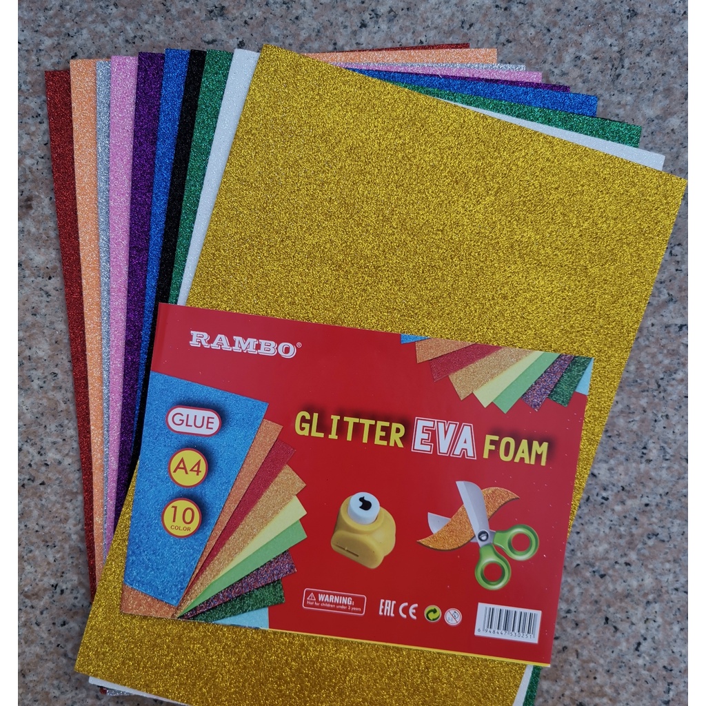 [RAMBO] Glitter Eva Foam tape squares [9colors/pcs] Shopee Philippines