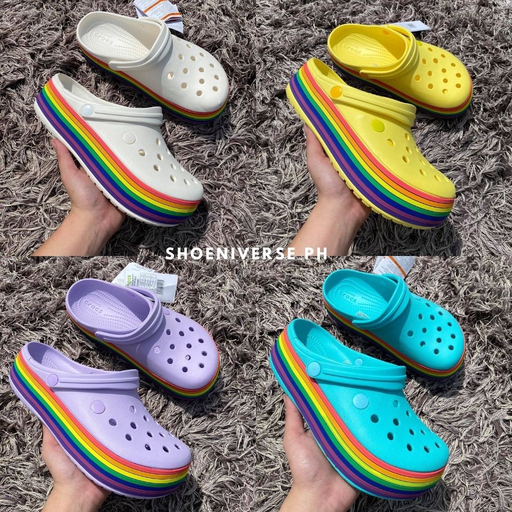 Crocs rainbow sandals hot sale