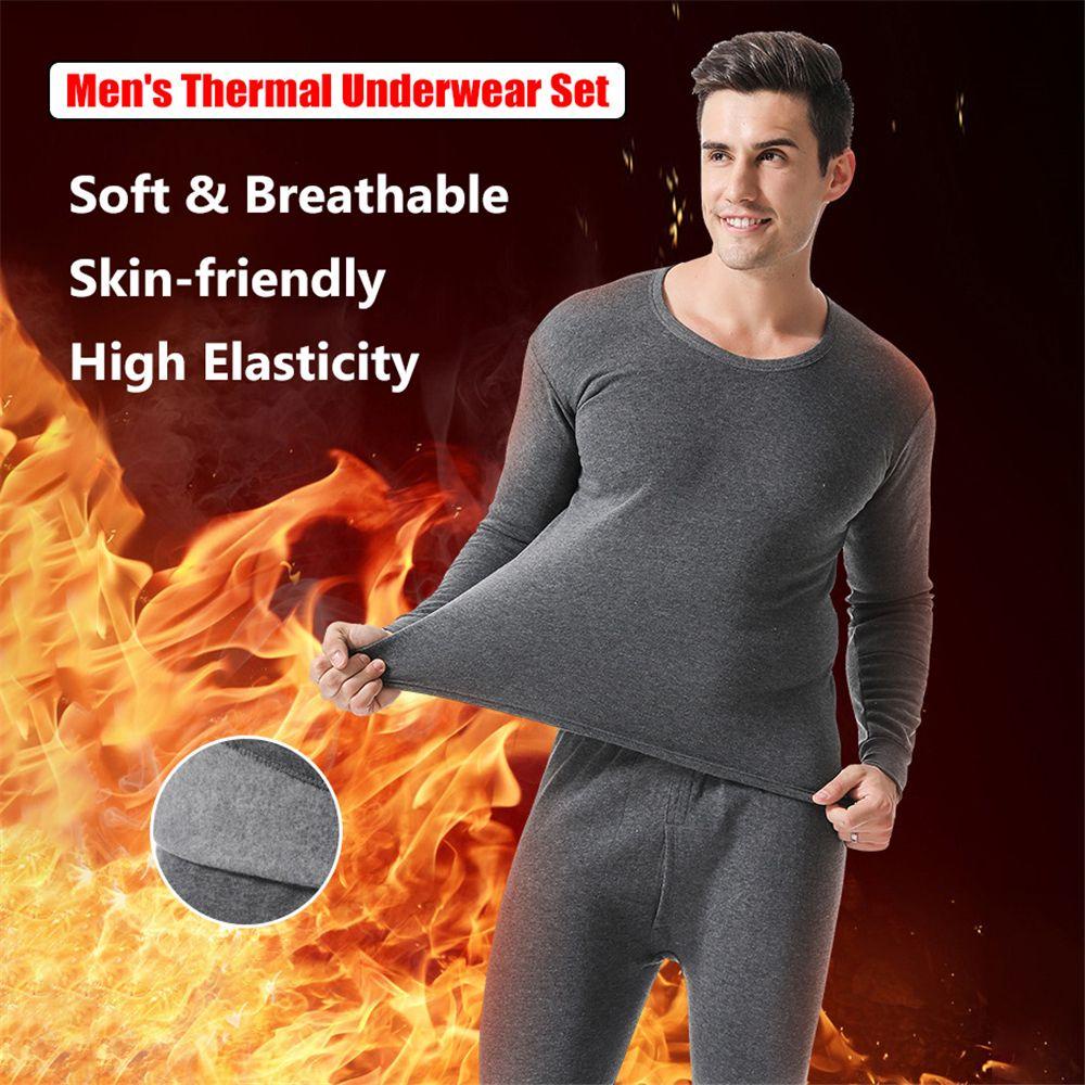 Size L-4XL New Thermal Underwear Suit Round Neck Men's Thin Men's ...