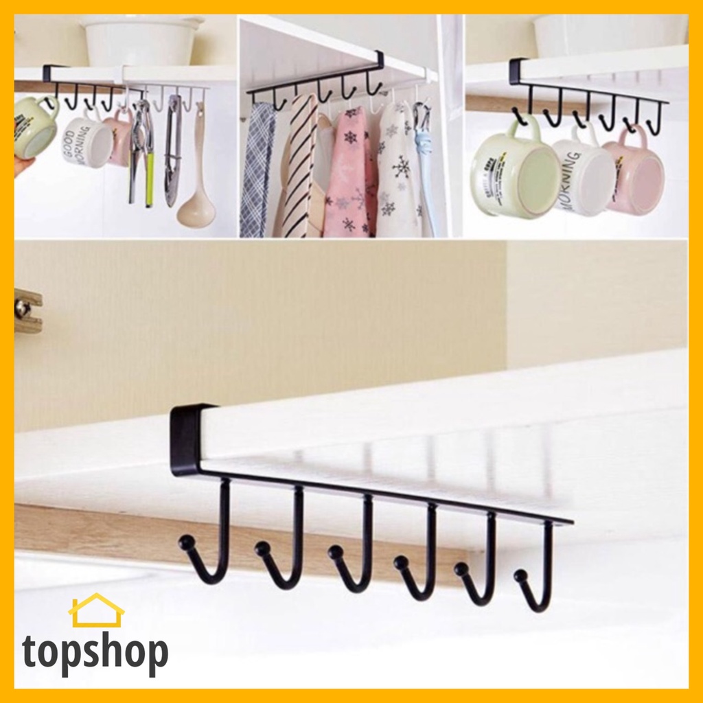 Hanging Hook Iron Bar Shelf Dish Hanger Storage Organizer Hook