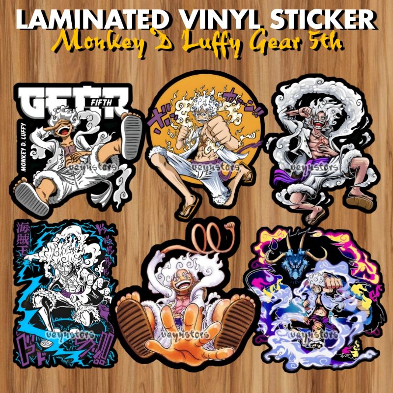ONE PIECE LUFFY GEAR 5TH SUN GOD NIKA LAMINATED VINYL STICKER (BATCH 2 ...
