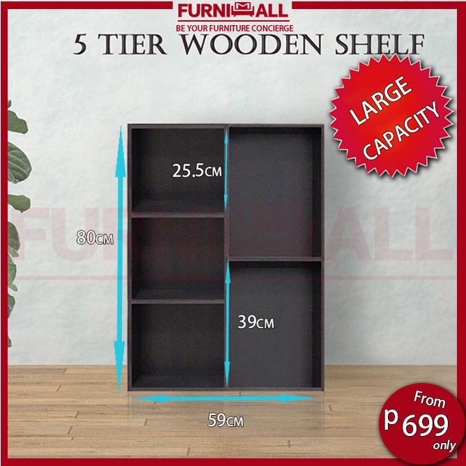 5 Tier Bookshelf/DIY Utility Shelf/Multipurpose Shelf/Home Furniture