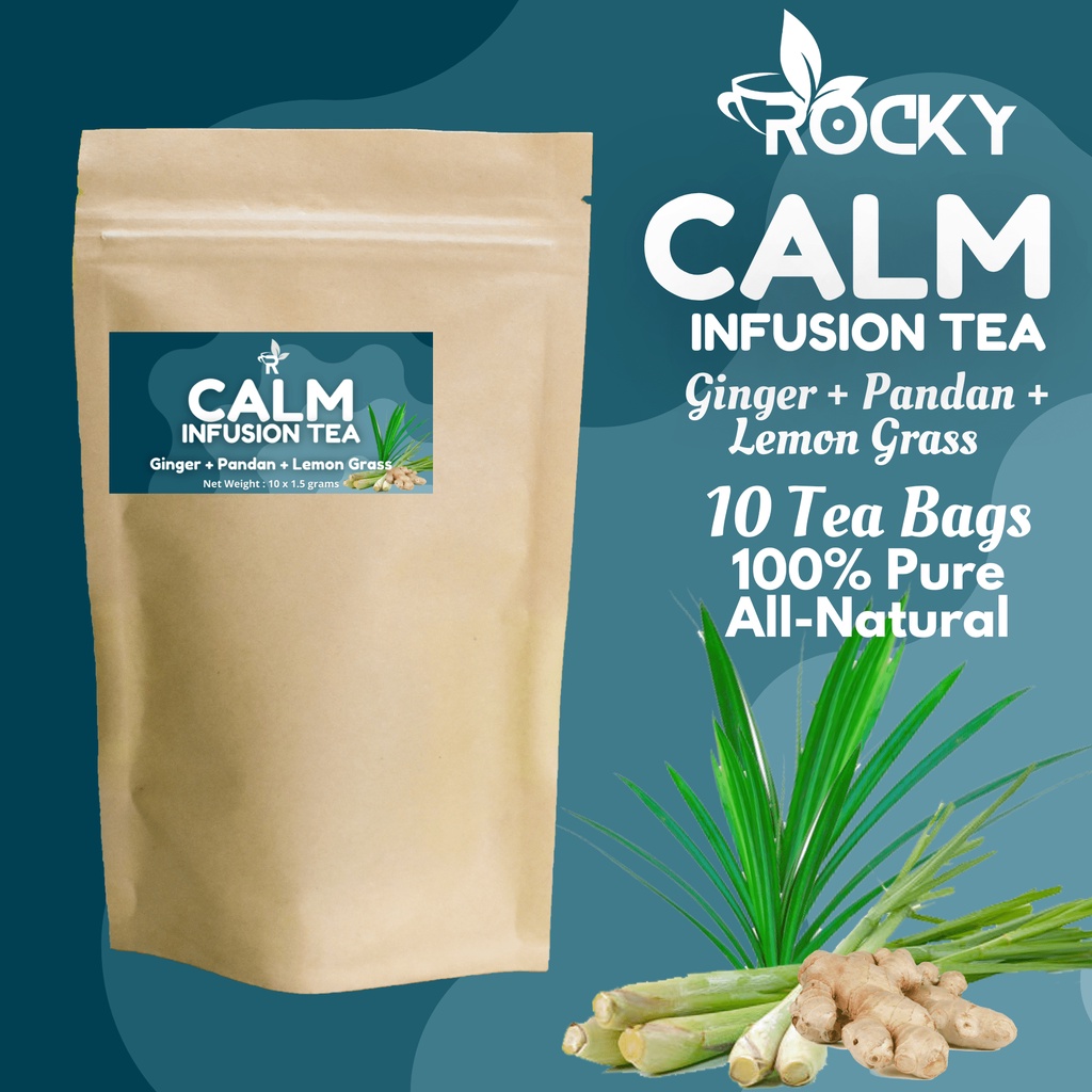 Calm Infusion Tea (Ginger + Pandan Lalaki + Lemon Grass) 10 Tea Bags