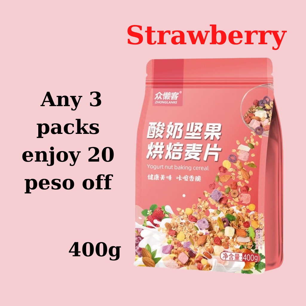 Diet cereals weight loss cereals strawberry yogurt mixed with many nuts
