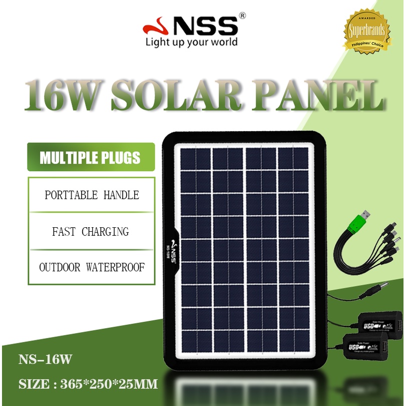 NSS Solar Panel 16W multi-function Solar Charger USB Cable IP65 ...