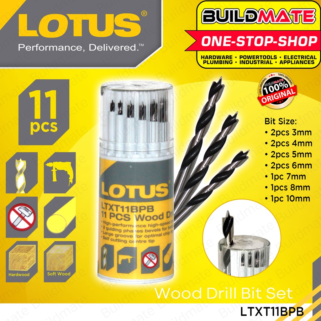 LOTUS 11PCS Brad Point Bit Set 3MM To 10MM Wood Drill Bit Twist Drill ...