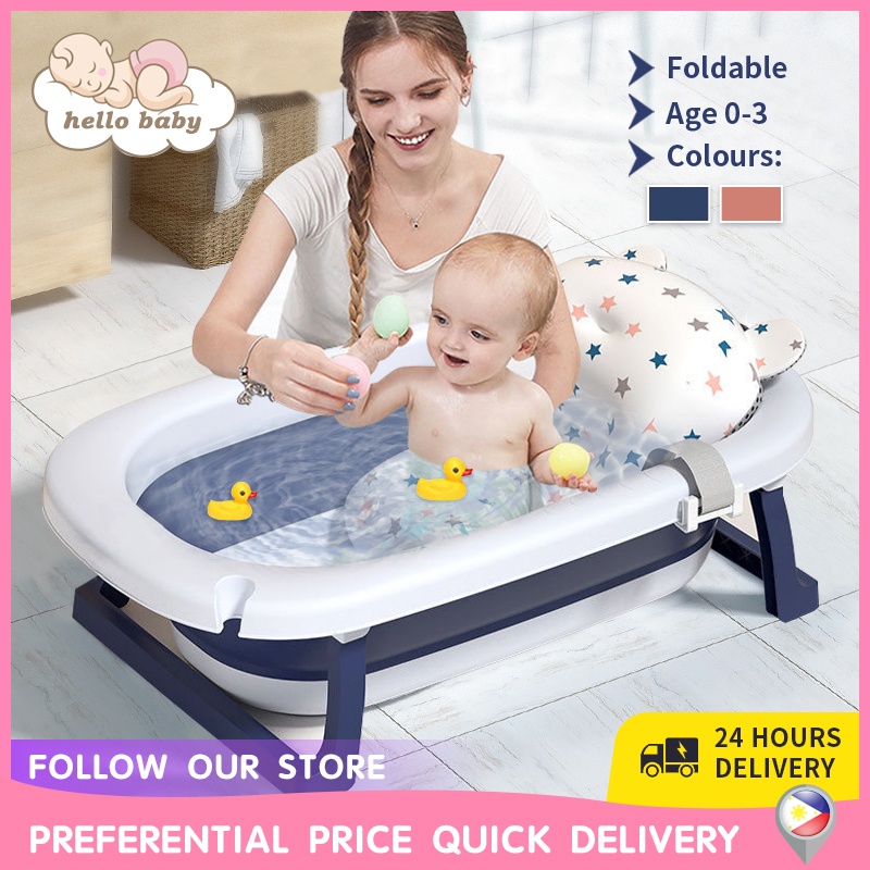Baby Bath tub Folding large Bathtub&Bathmat For Kids Baby Bath tub set  Bathtub 0-6 Years Newborn