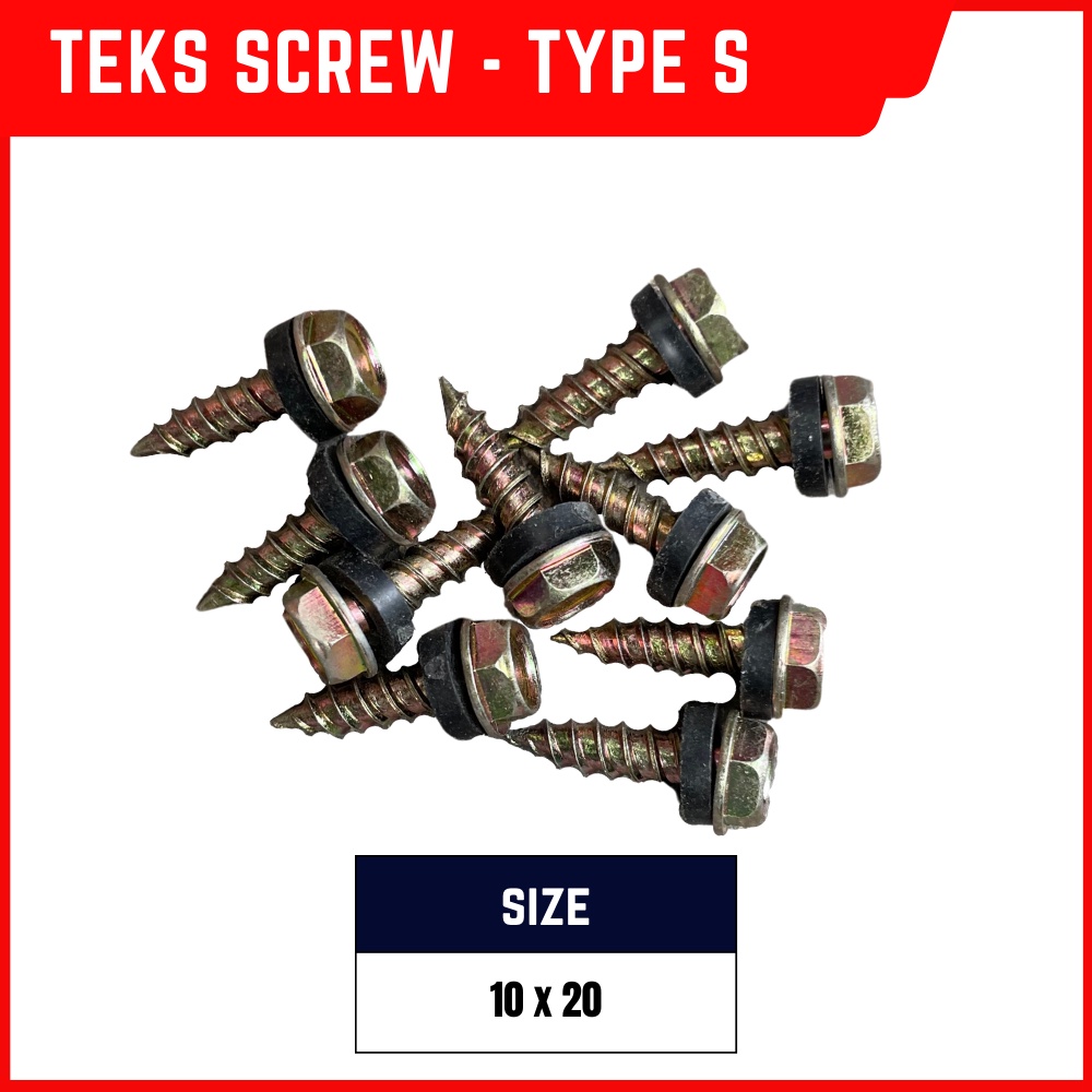 100pcs Teks Screw TYPE S Self Drilling Screw for WOOD 10 x 20mm