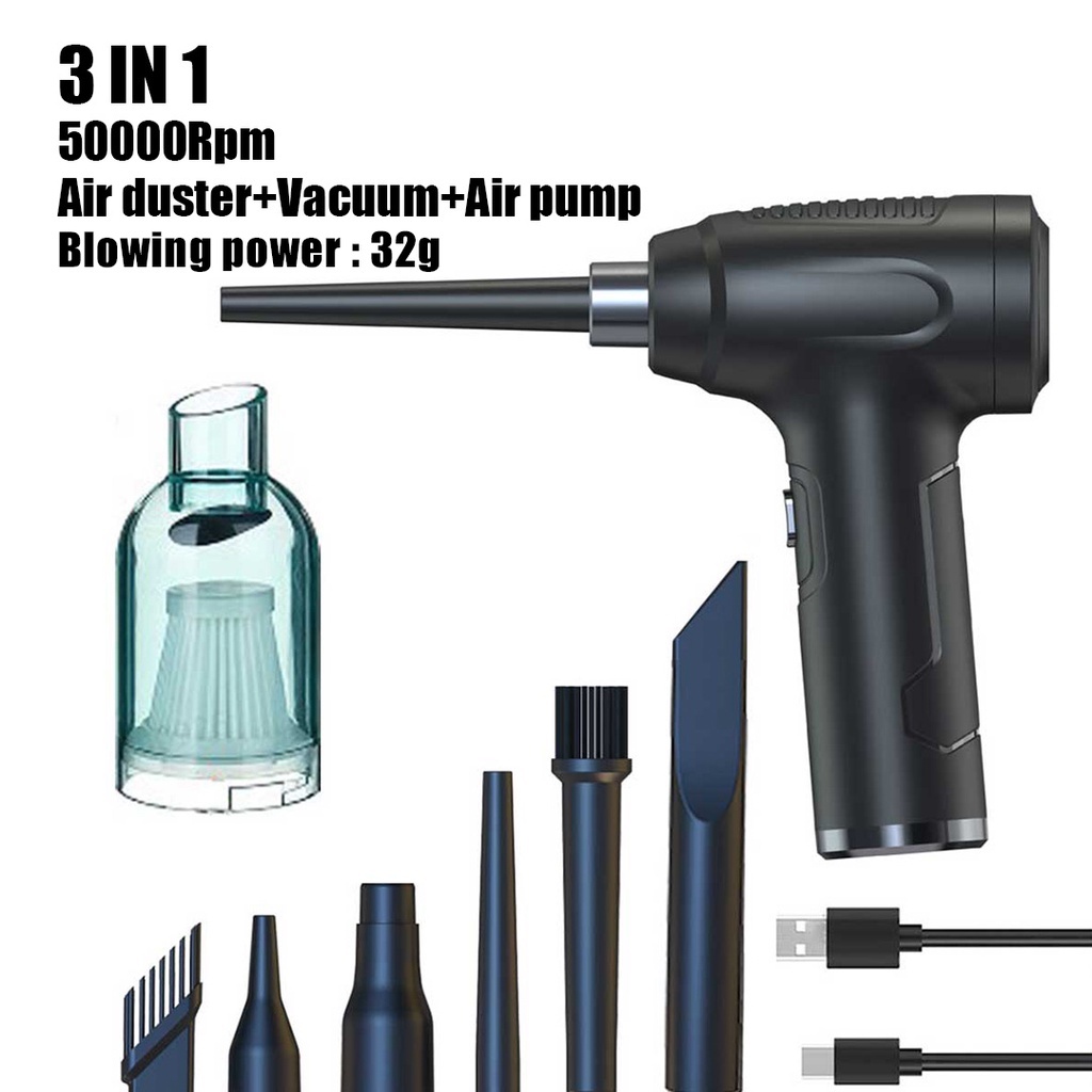 Cordless Electric Air Duster & Car Vacuum Cleaner - 110000RPM, 6000mAh Battery, 10 Nozzles