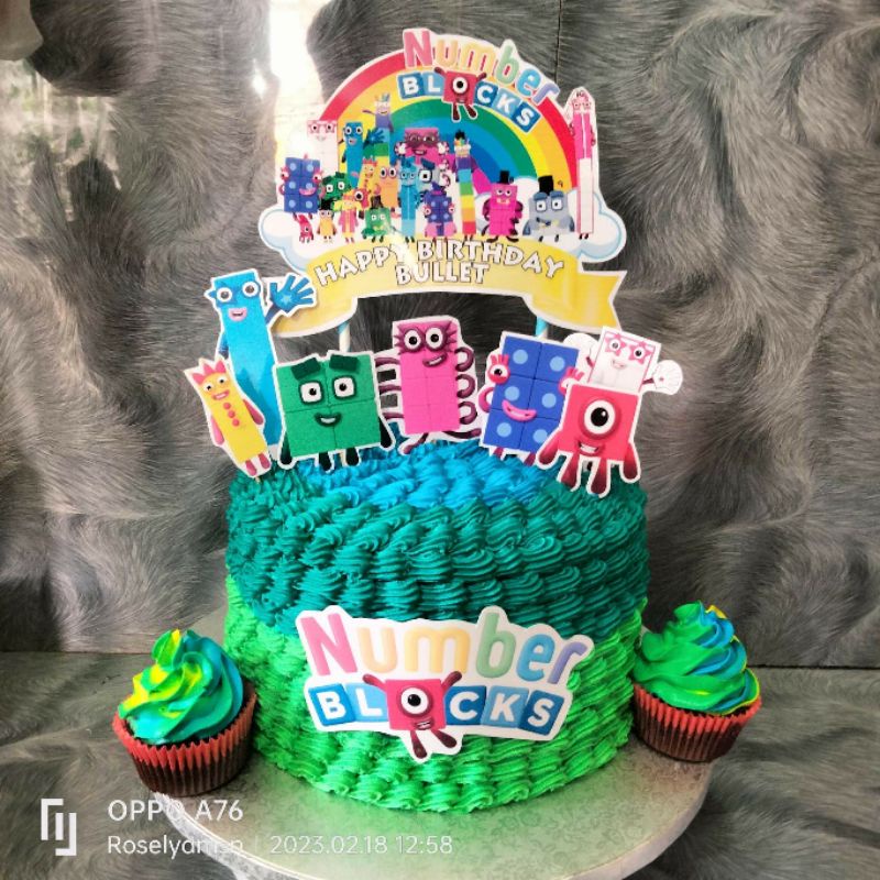 customized photo Printed cake toppers and cupcakes number blocks theme ...