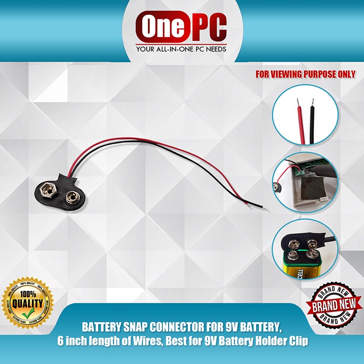 BATTERY SNAP CONNECTOR FOR 9V BATTERY, 6 inc length of Wires, Best for ...