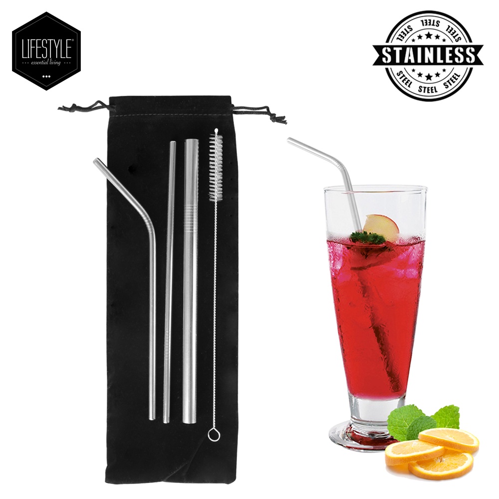 Lifestyle Stainless Steel Straw Set of 5 | Shopee Philippines