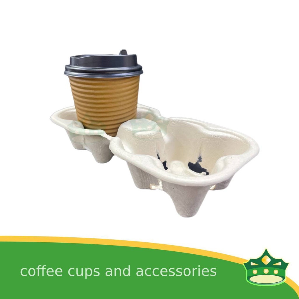 [50 pcs] bagasse coffee takeout tray, coffee cup holder by 2 cups or 4