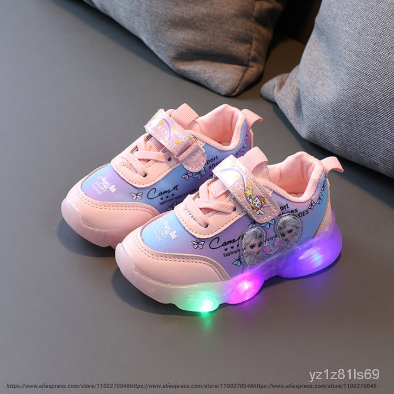 Disney Frozen Elsa Mesh Sneakers Kids Shos Summer Autumn Led Children ...