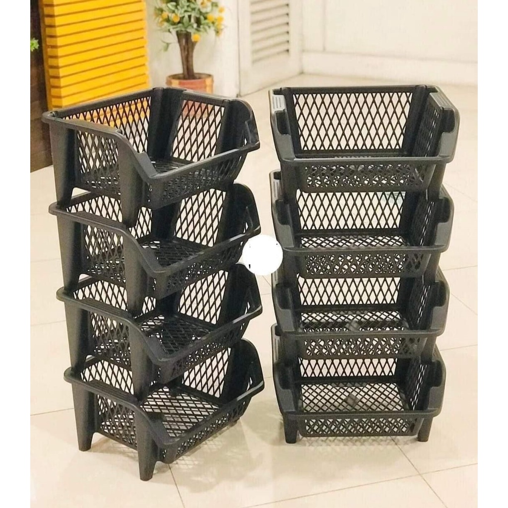 Shelf plastic BASKET RACK Home stackable storage baskets Durable ...