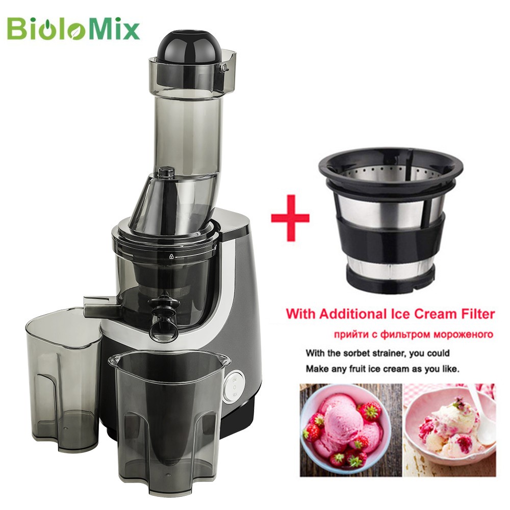 BioloMix Wide Chute Slow Masticating Juicer, BPA FREE Cold Press Juice