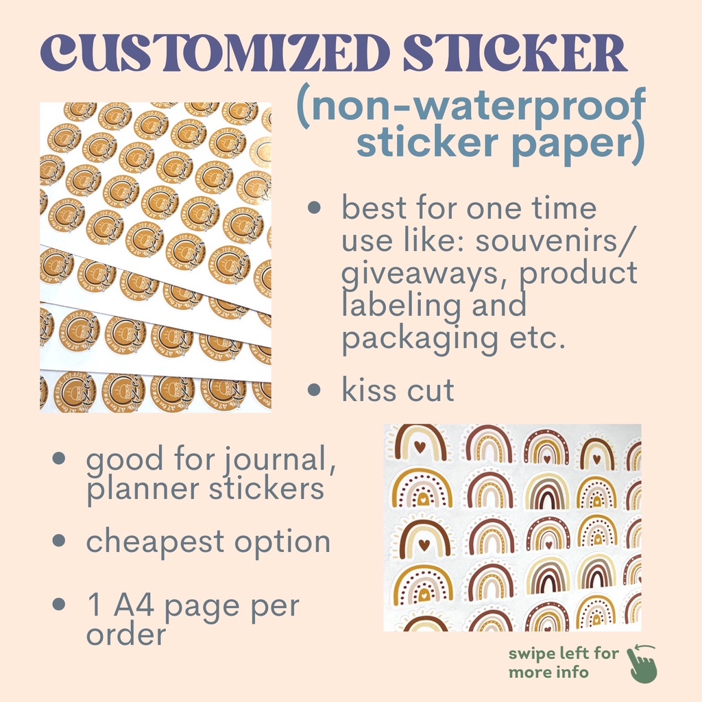 CUSTOMIZED STICKER (NON-WATERPROOF/ PER 1 A4 PAGE) | Shopee Philippines