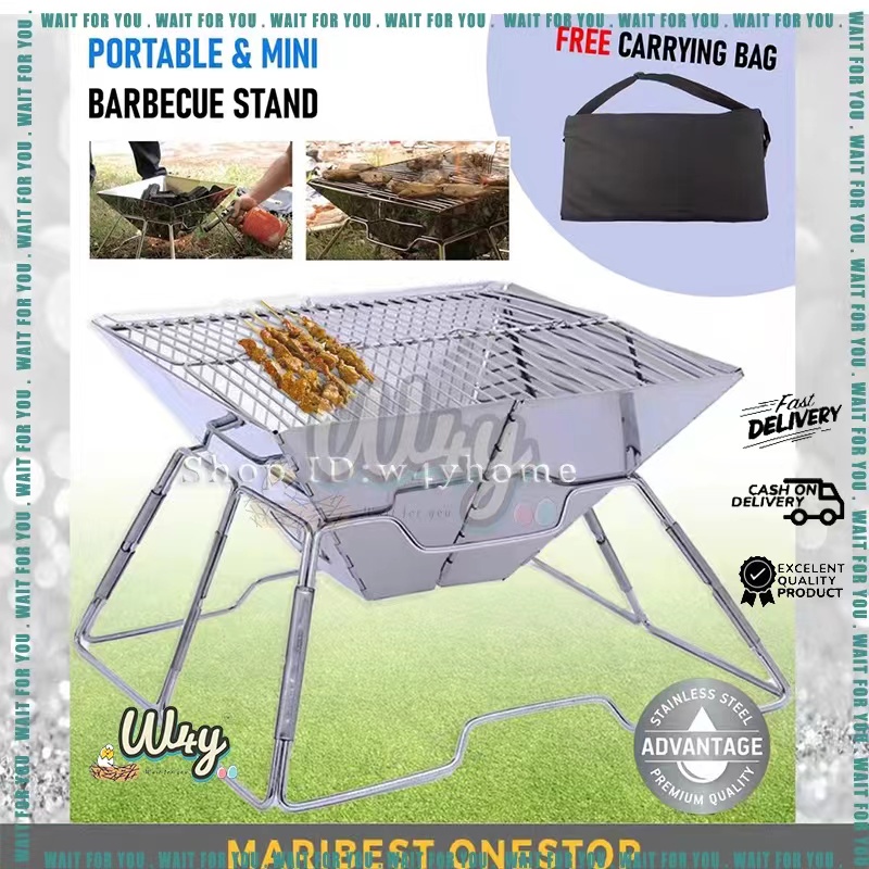 [W4Y] ONHAND Stainless Steel Foldable Barbecue Grill Portable BBQ Pit Outdoor Camping BBQ Tools