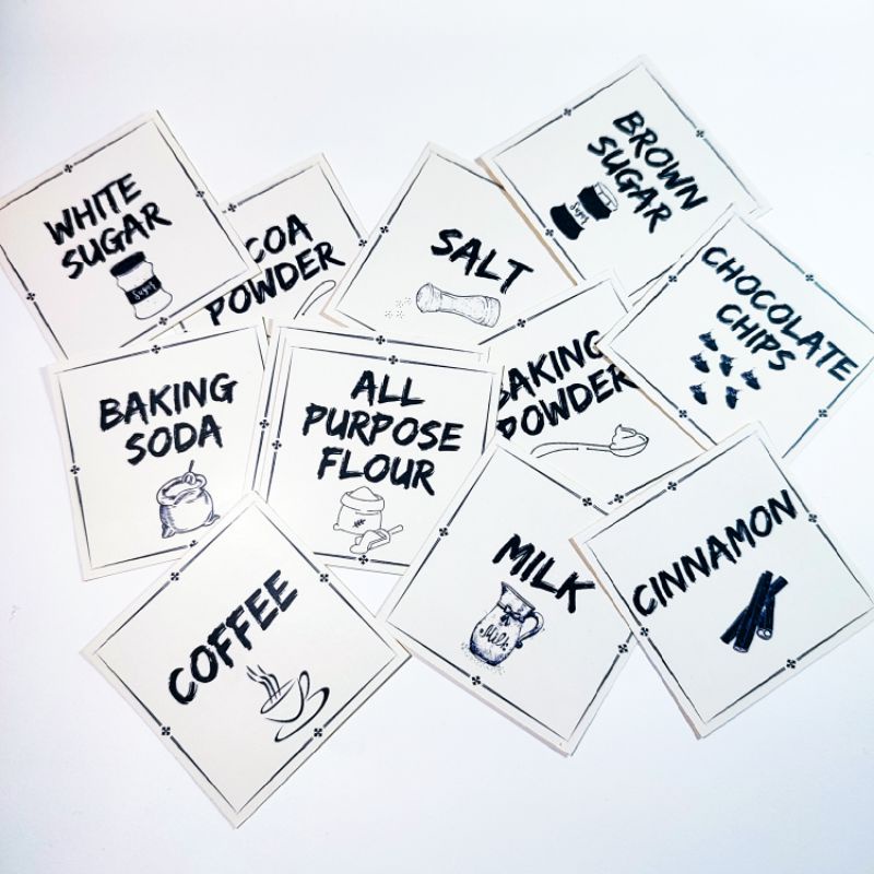 CHEAPEST YET CUTEST PANTRY/CONDIMENTS LABEL WITH ICON WATER RESISTANT STICKER by Glenderella