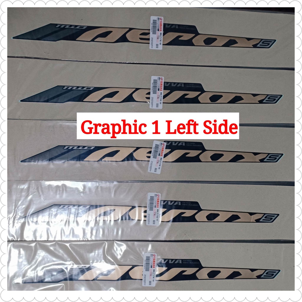 DECALS/STICKER FOR COVER SIDE 3 AND 4 MATTE BLACK/GOLD FOR AEROX V2 Y ...